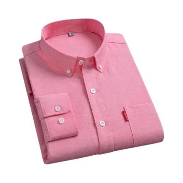 Imagem de Camisa Masculina De Algodão Oxford 5XL De Manga Longa Com Botões, Cor 