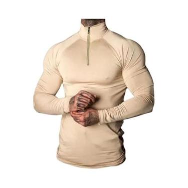 Imagem de Camiseta De Compressão Masculina De Gola Alta, Elástica, Manga Longa, 
