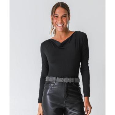 Imagem de Body Feminino Suplex Degagê Manga Longa Marisa Preto, Preto, GG