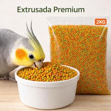 Imagem de Ração Extrusada Premium para Calopsita e Ring Neck 2kg Alta Aceitação 