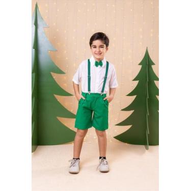 Imagem de Conjunto Miss Cherry - Camisa Branca, Gravata Borboleta Verde e Shorts