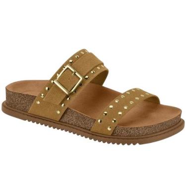 Imagem de Sandália Rasteira Beira Rio Papete Feminina London Tachas Fivelada, Ca