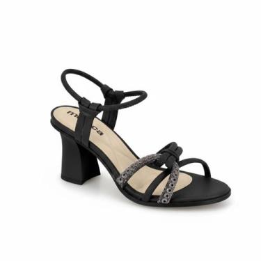 Imagem de Sandália Moleca Salto Alto Bloco Quadrado Fivela -, Preto, 39