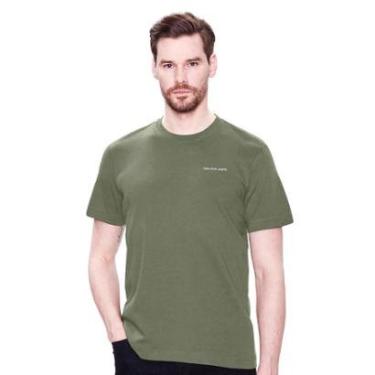 Imagem de Camiseta Calvin Klein Jeans Masculina Light New Logo Verde Militar-Masculino