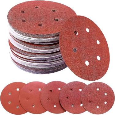Imagem de 100 X Lixas Disco Grão 9 Polegadas 225mm 6 Furos Lixadeira Politriz Ka