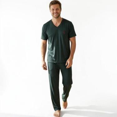 Imagem de Pijama Masculino Meia Manga e Calça Meia Estação Pijama de Homem Malha