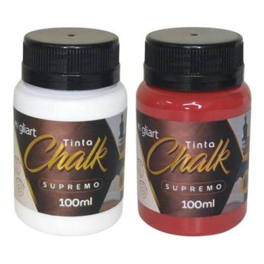 Imagem de Kit 2 Cores Tinta Chalk Supremo Gliart 100ml - Alta cobertura para art