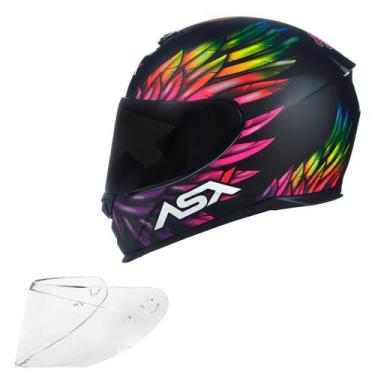 Imagem de Capacete Asx Eagle Vibes Preto Feminino Moto + Viseira Fumê, Preto fos
