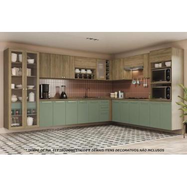 Imagem de Armário de Cozinha Modulada Completa de Canto 18 peças 3,79x2,88m 211 