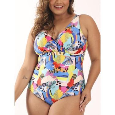 Imagem de Maiô Plus Size Modelador, Redutor De Medidas, Estampado, Tams. 44 - Ba