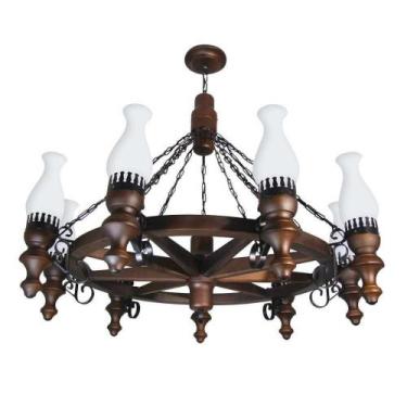 Imagem de Lustre Roda De Carroça Envelhecido 9 Lâmpadas 909E - LUMINÁRIAS MÜLLER