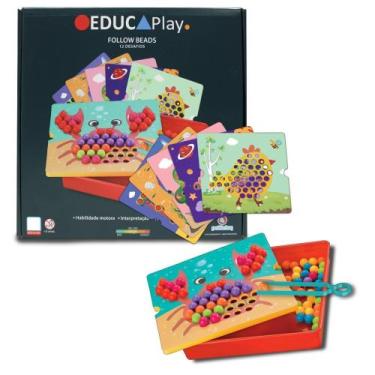 Imagem de Brinquedo Montar Bolinha Pinça Desenho Educativo Pedagógico - POLIBRIN