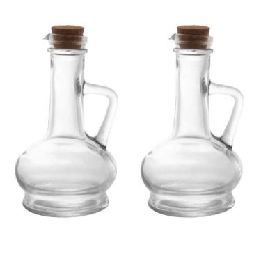 Imagem de Kit 2 Galheteiros de Azeite Vinagre Vidro com tampa Cortiça 250ml - Gi
