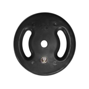 Imagem de Anilha de Ferro Fundido Injetada com Alça Lateral 10kg para Treino Funcional e Levantamento Preta Anilhas Fitness