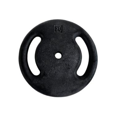 Imagem de Anilha de Ferro Fundido Pintado Profissional 20kg com Alça Lateral Preta Anilhas Fitness