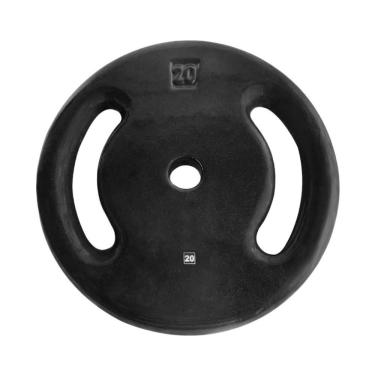 Imagem de Anilha de Ferro Fundido Emborrachada 20kg com Alça Lateral Antiderrapante Preta Anilhas Fitness
