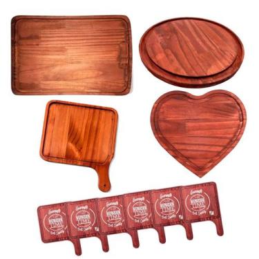 Imagem de OFERTA DIA DAS MAES KIT 10 Tábuas Madeira Rústico para Queijos, Frios,