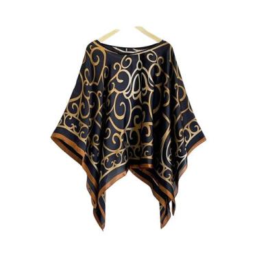 Imagem de Lenço De Seda Luxuoso Feminino 2023 Com Estampa De Designer, Grande, P