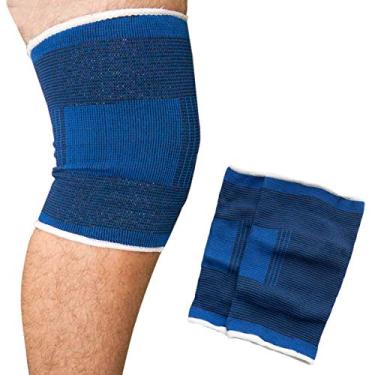 Imagem de Par De Joelheira Elástica Muscular Esporte Protetor