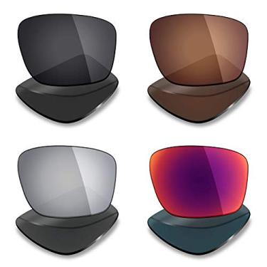 Imagem de 4 pares de lentes polarizadas de substituição Mryok para óculos de sol Oakley Mainlink – Stealth Black/Bronze Brown/Silver Titanium/Midnight Sun