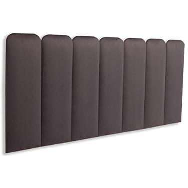 Imagem de Cabeceira Cama Box Casal Arredondada 140 x 60 Cm 7 Placas Blu Interiores (SUEDE Cinza Chumbo)