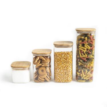 Imagem de Kit Potes Mantimento Quad Flat 600/1100/1400/1900Ml - 4Pçs