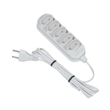 Imagem de Extensão Elétrica 3 Metros 5 Tomadas Bivolt Branco Force Line Forceline