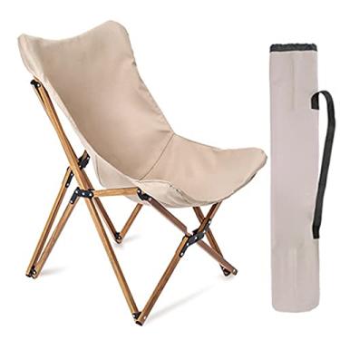 Imagem de Cadeira de acampamento portátil dobrável de madeira removível com bolsa de transporte Cadeira de pesca para praia piquenique mochila churrasco ao ar livre, bege, 53 x 67,5 x 80 cm