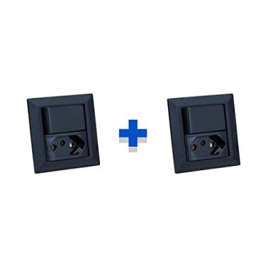Imagem de Kit Espelhos de Tomadas Duplo Chanf 2Tom 10A 2 Interruptor COR:PRETO