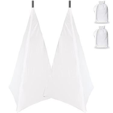 Imagem de Skyour 2 pçs capa de suporte para alto-falante de chão elastano elástico 3 lados suporte para DJ triangular suporte para alto-falante de chão tripé suporte tripé tripé capas para casamentos, banquetes, eventos branco (2)