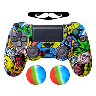 Imagem de Capa Capinha Case Skin Compatível com Controle Joystick do Playstation 4 PS4 Protetora Anti Impacto Queda Silicone Alta Proteção (Graffiti 01)