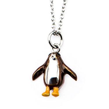 Imagem de Star Wars Jewelry Colar feminino de aço inoxidável banhado a ouro rosa Episódio 8 Star Wars com pingente de porg 45,72 cm, prata/marrom, tamanho único