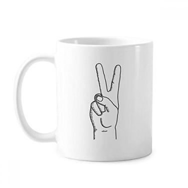 Imagem de Victory Gesture Line Caneca Padrão Desenho Cerâmica Café Porcelana Utensílios de Mesa