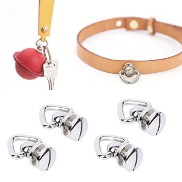 Imagem de 4 peças anel D rebite parafusos prisioneiros metal cabeça redonda Chicago parafuso prisioneiro 360 graus girar bolsa transversal de couro faça você mesmo (Silver)