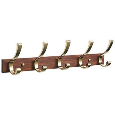 Imagem de KIZQYN Ganchos de casaco montado na parede cabide de casaco chapéu toalha gancho de casaco montado na parede gancho de casaco comprimento 19,6 polegadas (5 ganchos) cabide de casaco montado na parede