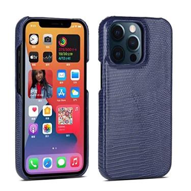 Imagem de Estojo de couro granulado de pele de cobra para iPhone 13 11 12 Pro Max 13 Mini XR X XS Max Capa traseira de telefone de proteção rígida, azul, para iPhone11 Pro Max