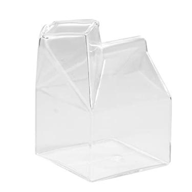 Imagem de Copo de vidro em forma de casa,copo de vidro, copo de vidro de leite transparente, dosador de leite, copo de vidro para despejar café leite copo de água, copo de leite de caixa de vidro copo de leite dosador de leite copo de água copo de vidro de leite
