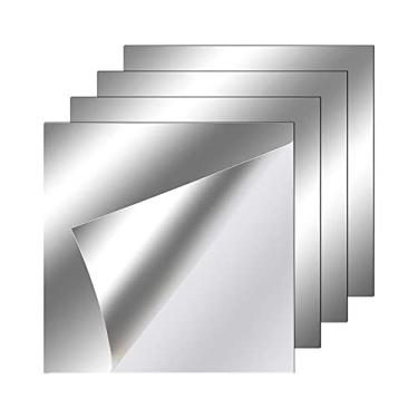 Imagem de Generic 4 Peças Espelho Adesivo de Parede Espelho de Comprimento Espelho Azulejos de Espelho para Decoração de Parede de Porta de Ginásio, 15cmx15cm