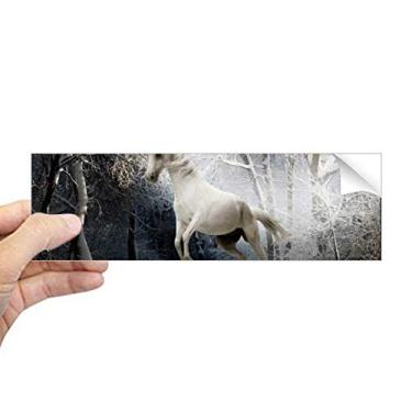 Imagem de DIYthinker Adesivo de para-choque retangular Cenário da natureza White Horse Science para janela