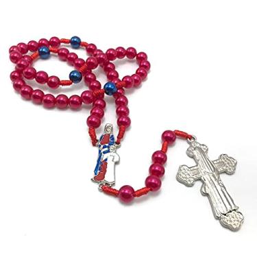 Imagem de Terço Maria Passa Na Frente Vermelho Contas Perola 10Mm