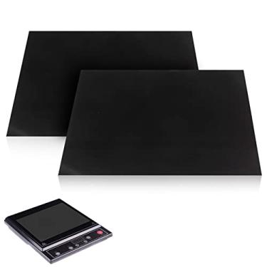 Imagem de 2 peças de tapete de fogão de indução de cozinha, protetor de arranhões de silicone preto, almofada isolada por calor, tapete de fogão reutilizável, tapete de fogão de indução retangular