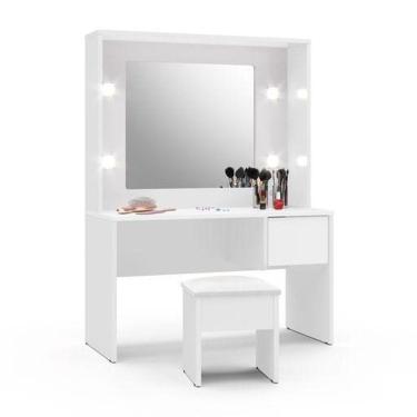 Imagem de Penteadeira Infantil Diana Led e Banqueta Branca Ofertamo