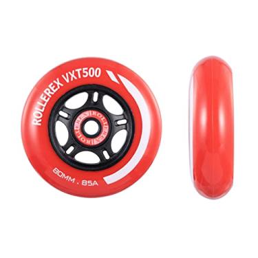 Imagem de Rodas de skate Rollerex VXT500 (pacote com 2 com rolamentos, espaçadores e arruelas), Rocket Red, 80mm