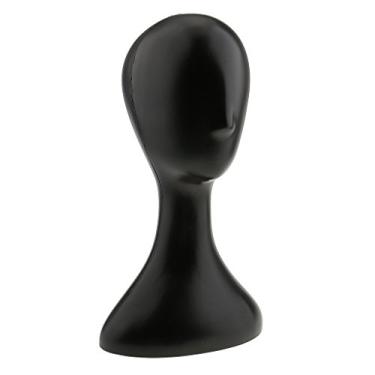 Imagem de DYNWAVE 1 peça de peruca feminina com suporte de cabeça de manequim com suporte de base de plástico, ótimo para perucas, chapéus, óculos, lenço de cabeça, cachecol de pescoço, visor de fone de ouvido – Preto
