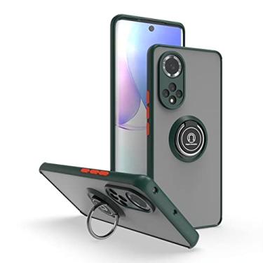 Imagem de Estojo de suporte de anel fosco à prova de choque para Huawei P50 Pro P40 P30 P20 Lite Mate 20 30 40 Pro Nova 9 8i 7 6 P Capa inteligente, verde escuro, para P30