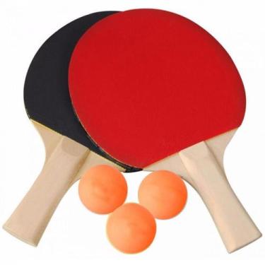 Imagem de Kit Tênis De Mesa Ping Pong Com 2 Raquetes E 3 Bolas Red Star Elj0402