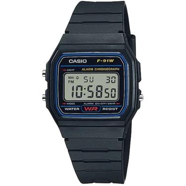 Imagem de Relógio CASIO preto digital unissex F-91W-1DG