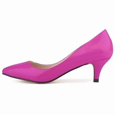 Imagem de ZIRIA Sapatos femininos de salto alto de 5 cm com bico fino sapatos de primavera vestido de casamento grande, Roxa, 42