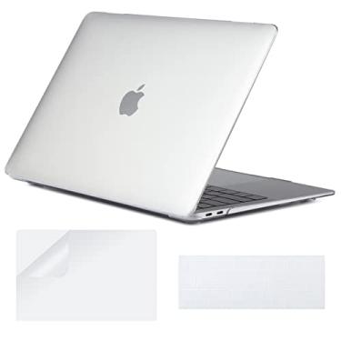Imagem de COATIT Capa compatível com MacBook Air de 13 polegadas 2021, 2020, 2019, 2018, versão A2337, M1, A2179, A1932, tela retina com Touch ID, capa rígida de cristal, capa de teclado e protetor de tela, transparente