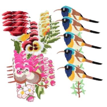 Imagem de Tofficu 60 Peças Remendos Bordados De Pássaros Adesivos Roupa Jeans Lindos Remendos Bordados De Pássaros Traje Apliques Florais Tecido Decorações De Flores Apliques De Pássaros Apliques